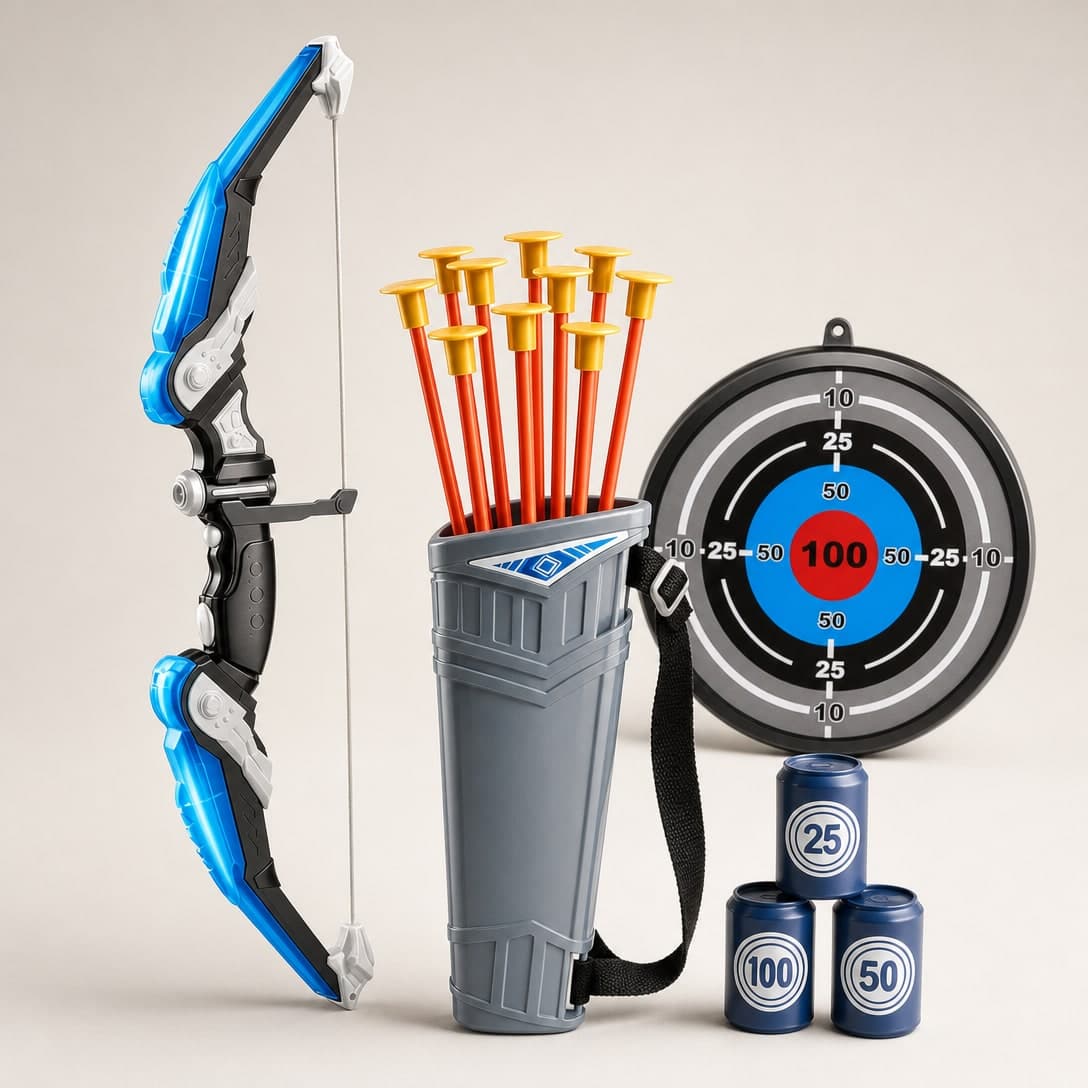 LED Light-Up Archery Set — Bow, 10 Arrows, Target & Quiver