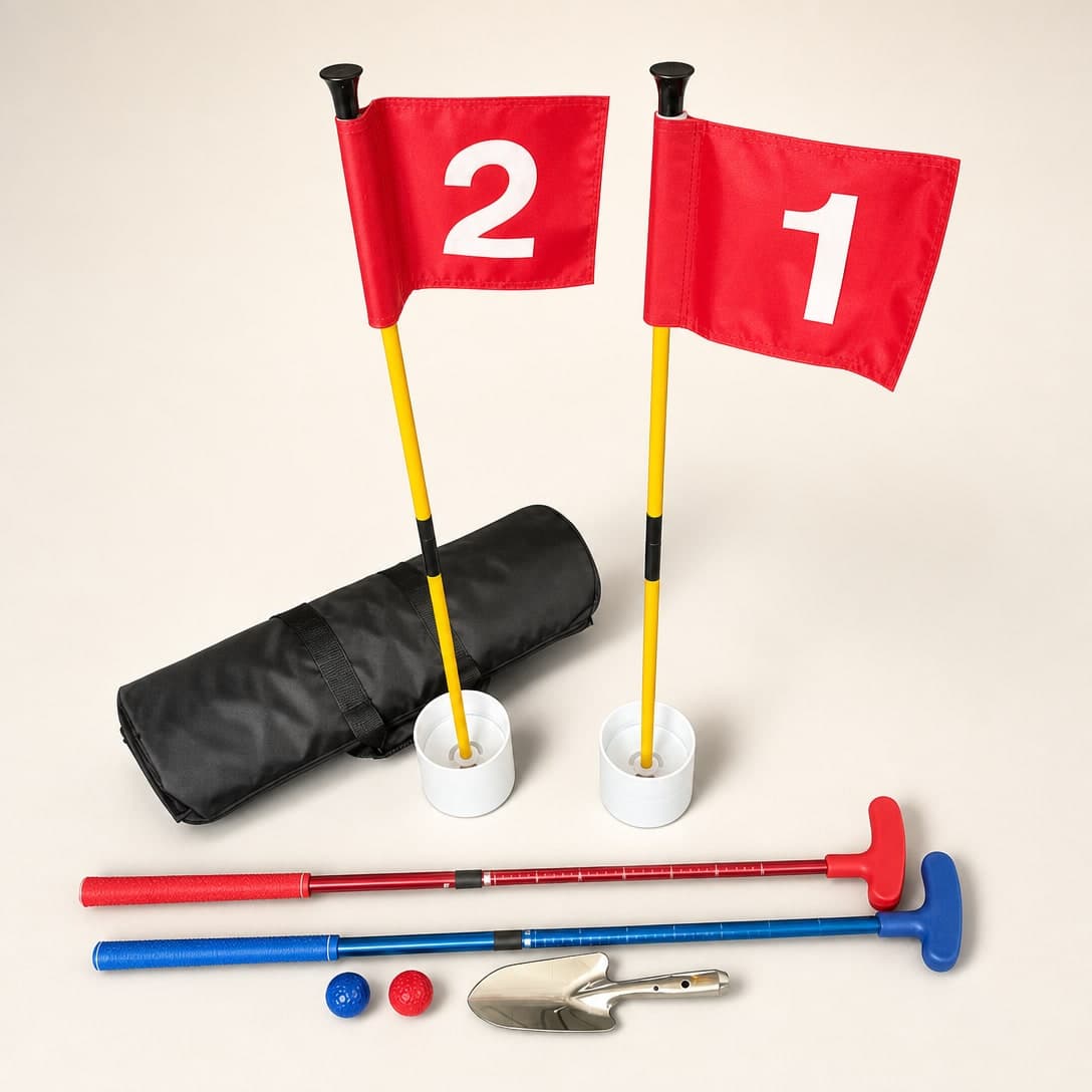 Backyard Mini Golf Set — 2 Putters, Flags & Travel Bag