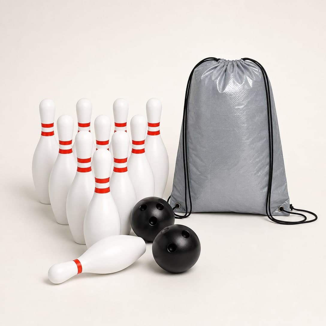 Backyard Bowling Set — 10 Pins, 2 Balls & Storage Bag