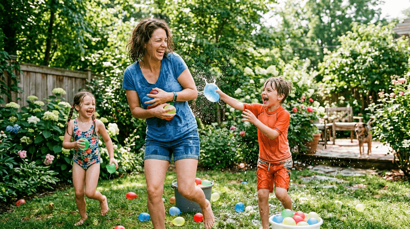 Family enjoying outdoor fun together