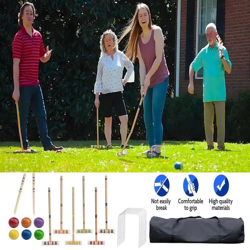 Classic Croquet Set — 6-Player Lawn Game with Carry Bag