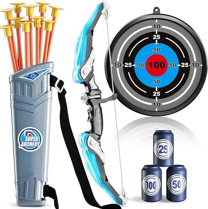 LED Light-Up Archery Set — Bow, 10 Arrows, Target & Quiver