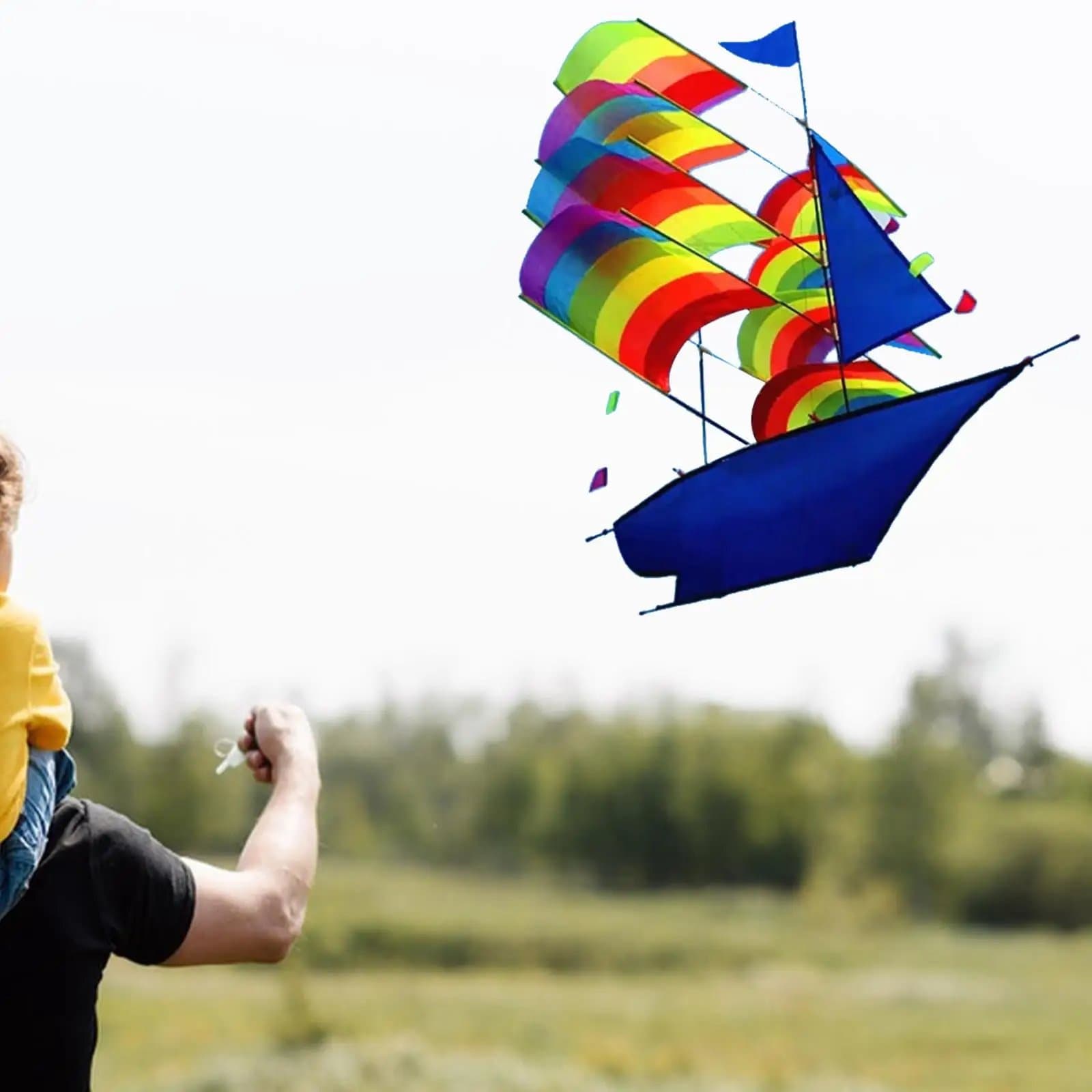 3D Rainbow Ship Kite — Giant Colorful Sailing Kite